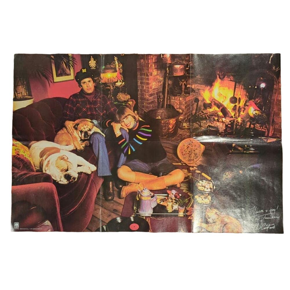 Captain & Tennille 1977 Come In From the Rain 34" x  23" Poster Fireplace Dogs